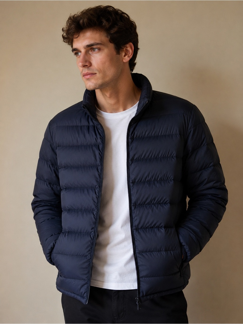 UNIQLO- Men's Navy Lightweight Quilted Puffer Jacket